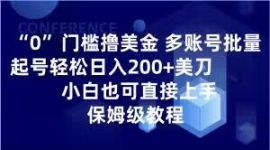 0门槛撸美金，多账号批量起号轻...
