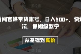 剪辑新闻官媒带货账号，日入500+...