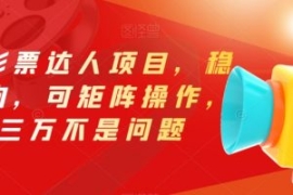 最新影票达人项目，稳如老狗，可...