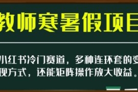 小红书冷门赛道，教师寒暑假项目...