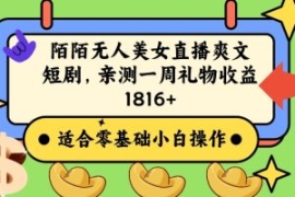 陌陌美女无人直播爽文短剧项目，...