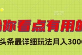 独家微头条最详细玩法，月入3000...