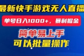 快手无人直播暴利掘金，24小时无...