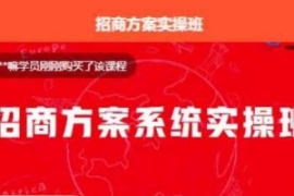 【一度招商】招商方案系统实操班...