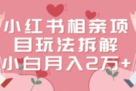 小红书相亲项目玩法拆解，有人通...