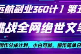 视频号创作分成之挑战全网绝世文...