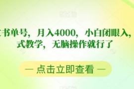 靠英文书单号，月入4000，小白闭...