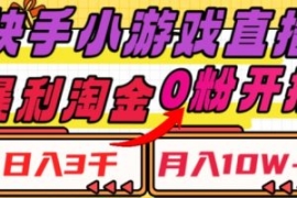 快手小游戏直播，暴利淘金，日入...