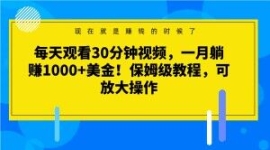 每天观看30分钟视频，一月躺赚10...